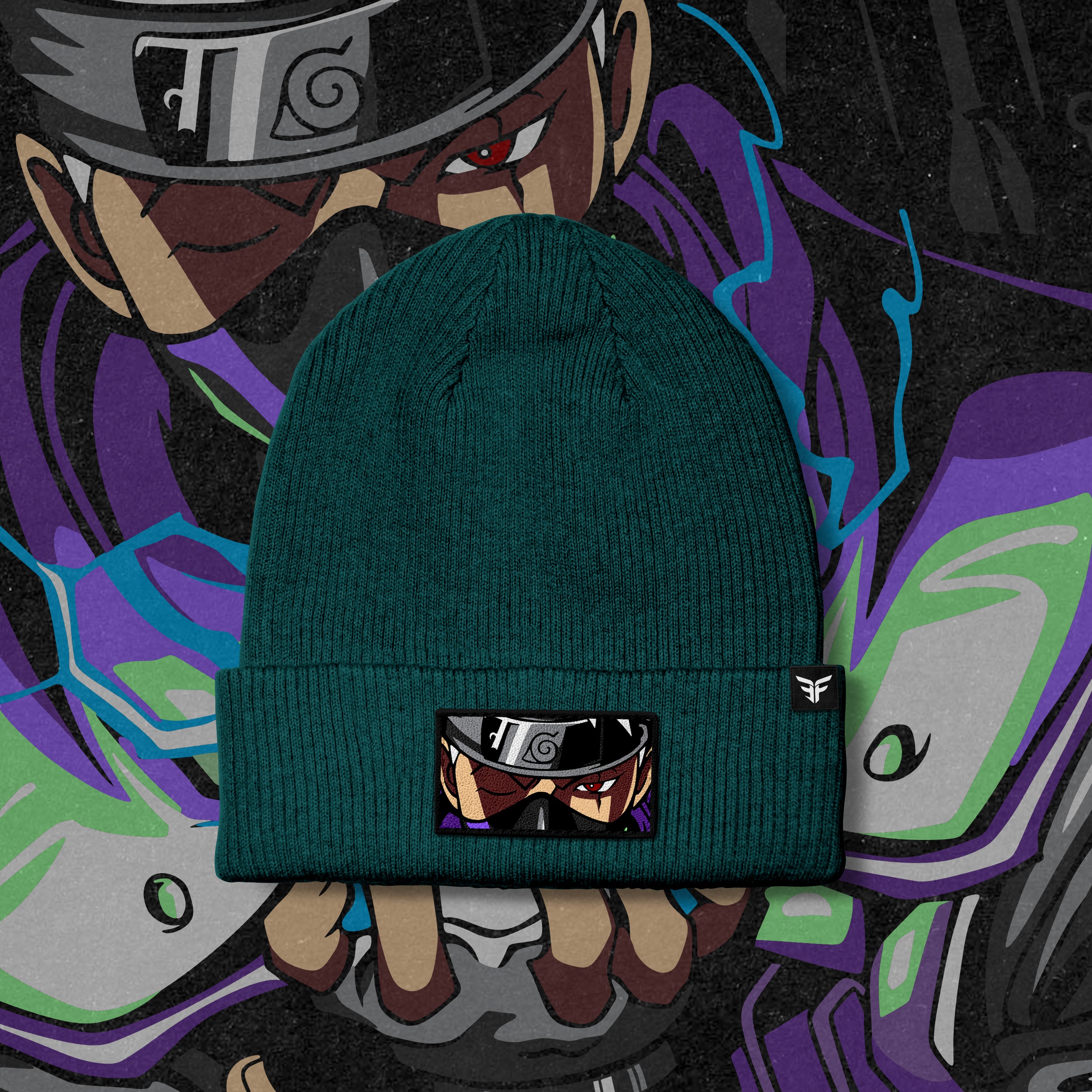 Anime Beanies with Change Able Designs Dark Teal
